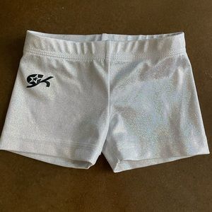 GK Gymnastics Shorts - sparkle white - Size Small
